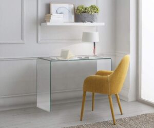 EGLEMTEK Consolle Tavolo da Salotto in Vetro, Tavolo Luxury Z-03, Design Curvo e Moderno, 126 x 70 x 40 cm, Vetro Trasparente