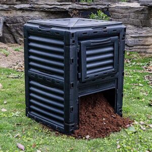 Grande Compostiera da Giardino Convertitore di Compost per Rifiuti Organici Ecologico, Compostiera da Esterno, Realizzata in Plastica Nera Riciclata
