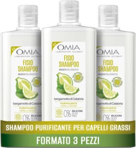 Omia, Fisio Shampoo Trattante con Olio di Bergamotto di Calabria per Capelli Grassi, Purificante e Riequilibrante