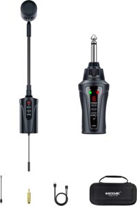 ACEMIC Microfono Wireless per Chitarra Acustica, Microfono Portatile UHF Wireless Clip su per Strumenti Musicali con Trasmettitore e Ricevitore da 6,35 mm