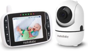 HelloBaby Baby Monitor con telecamera HB65, display da 3,2 pollici, baby monitor video e audio, telecamera per bambini Pan-Tilt-Zoom a distanza