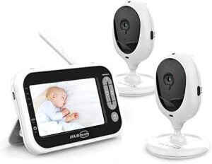 JSLBtech Baby Monitor Videocamera con Schermo LCD da 4,3", Visione Notturna Automatica, Monitoraggio della Temperatura, Funzione Interfono