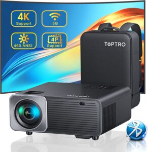 Proiettore 5G WiFi Bluetooth 460 ANSI,TOPTRO Proiettore Portatile Full HD 1080P Nativo Supporta 4K