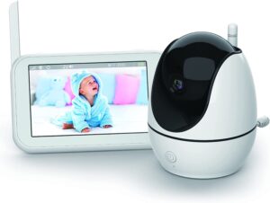 SESENZA Qucù Baby Monitor 4,5" HQ con Batteria 2300 mAh Telecamera HD Rotante Comandata a Distanza Visione Notturna Video Audio Allarme Pianto Funzione