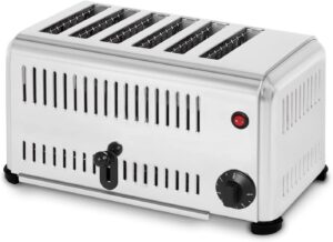 vertes Tostapane Toaster Professionali per 6 Fette (Acciaio Inossidabile, 3240W, 230V, Timer Fino a 5 Minuti, Vassoio per le Briciole, 4 Piedini in Gomma