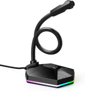 GUIRUO Microfono USB per computer con pulsante muto, condensatore per computer,microfono da gioco per podcasting, streaming, registrazione vocale