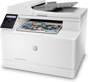 HP Color LaserJet Pro M183fw 7KW56A, Stampante Multifunzione A4, Stampa Fronte e Retro Manuale a colori, 16 ppm, USB, Wi-Fi, Ethernet, ADF, Fax, Schermo LCD a icone, Grigia